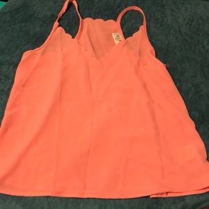 Nordstrom pink scalloped chiffon tank